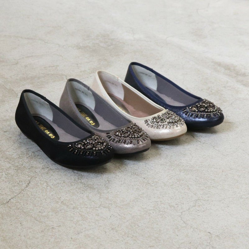 ビジューフラットシューズ