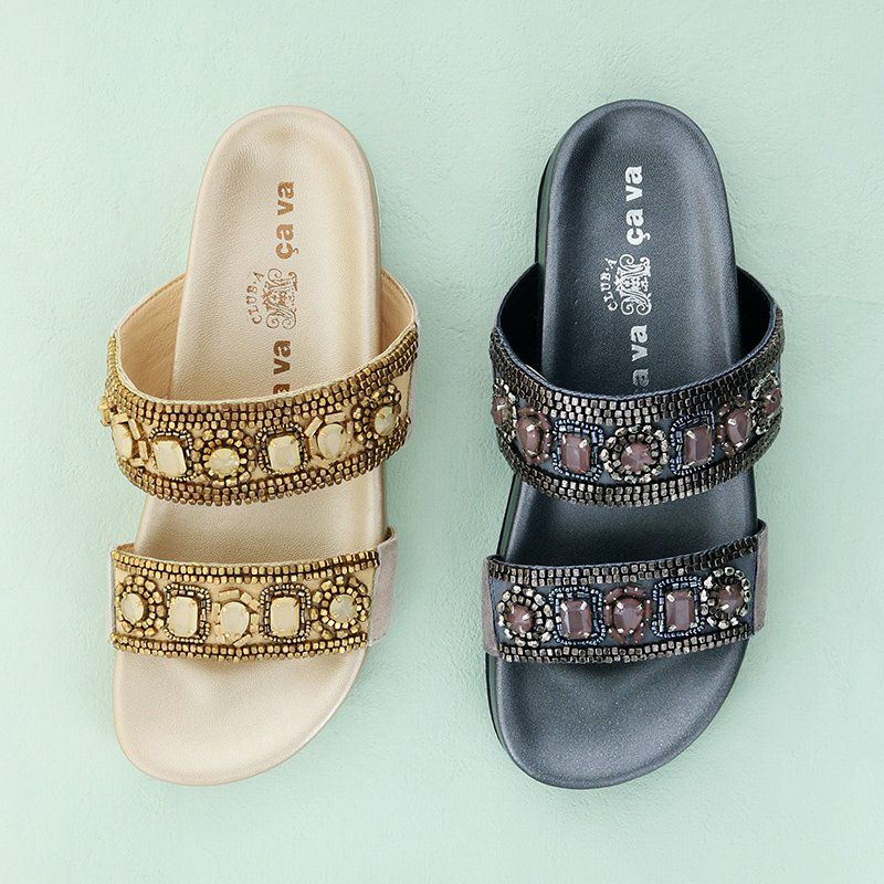 ビジューフットベッドサンダル