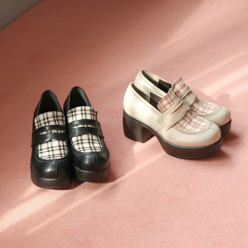 厚底コインローファーパンプス