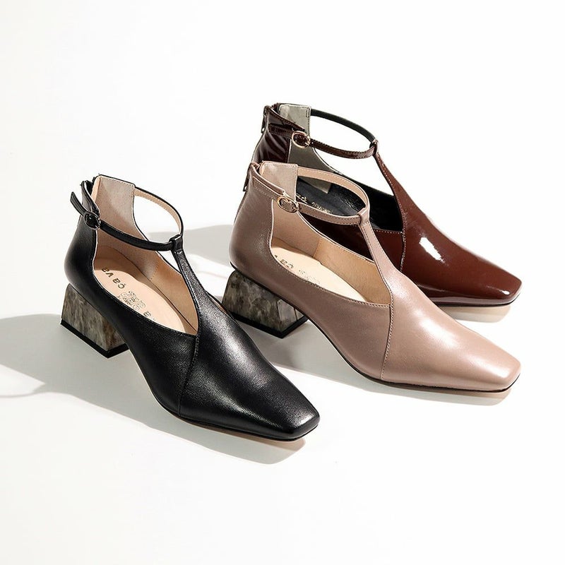 ネックTストラップパンプス