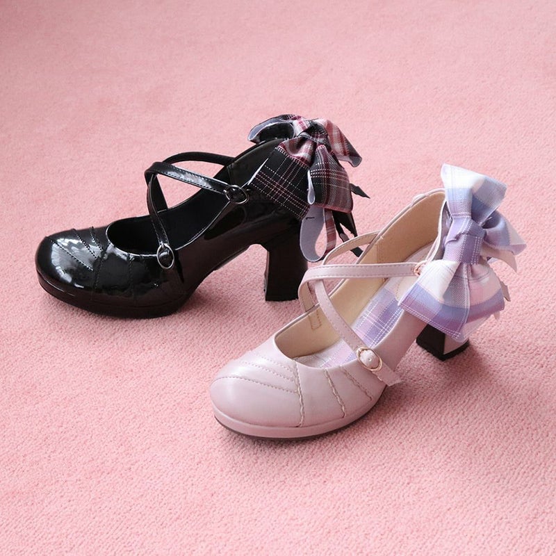 厚底おでこリボンパンプス