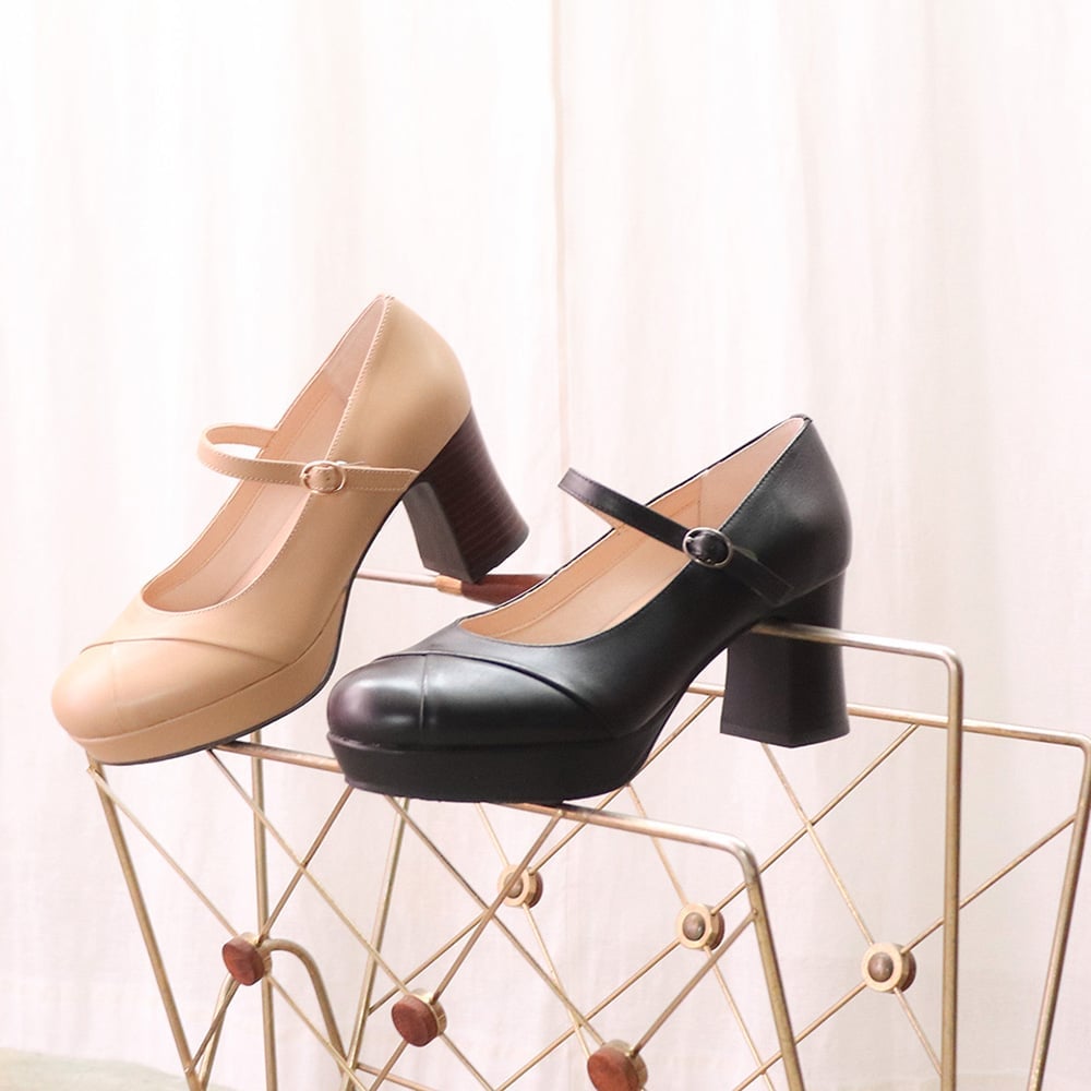 防滑｜厚底ストラップパンプス
