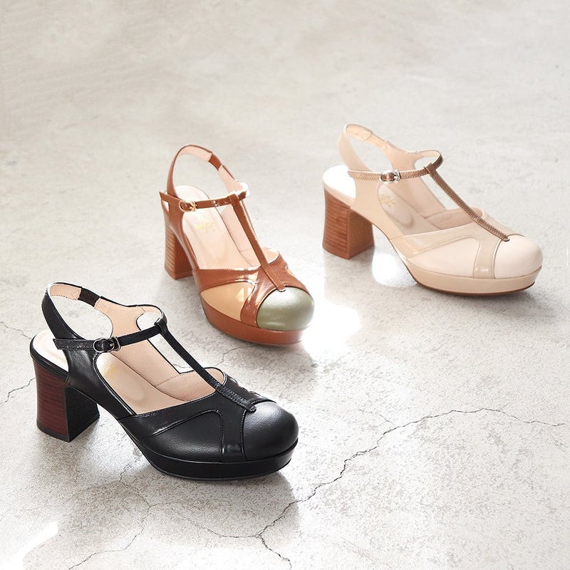 厚底Tストラップサンダル