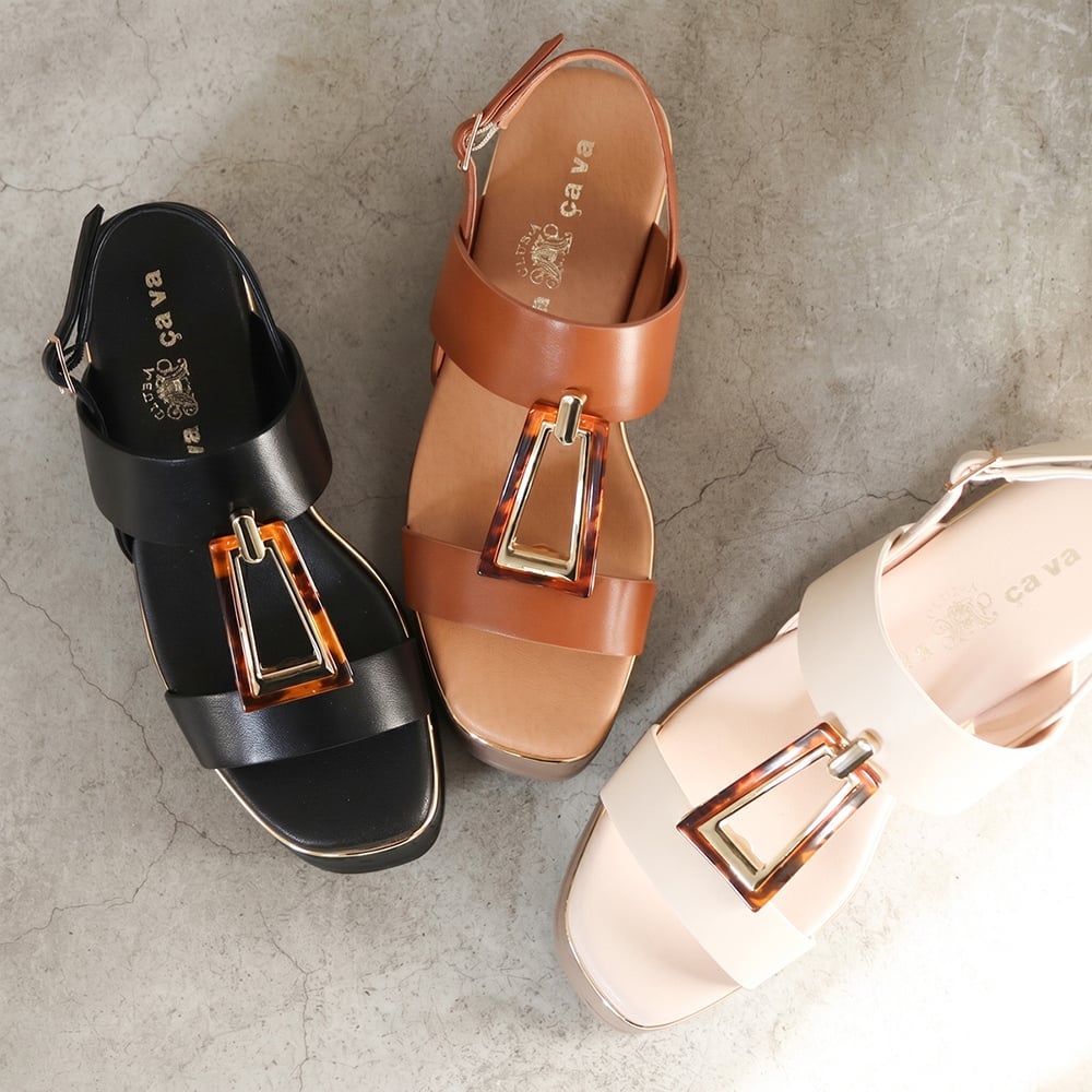 厚底べっ甲メタルサンダル