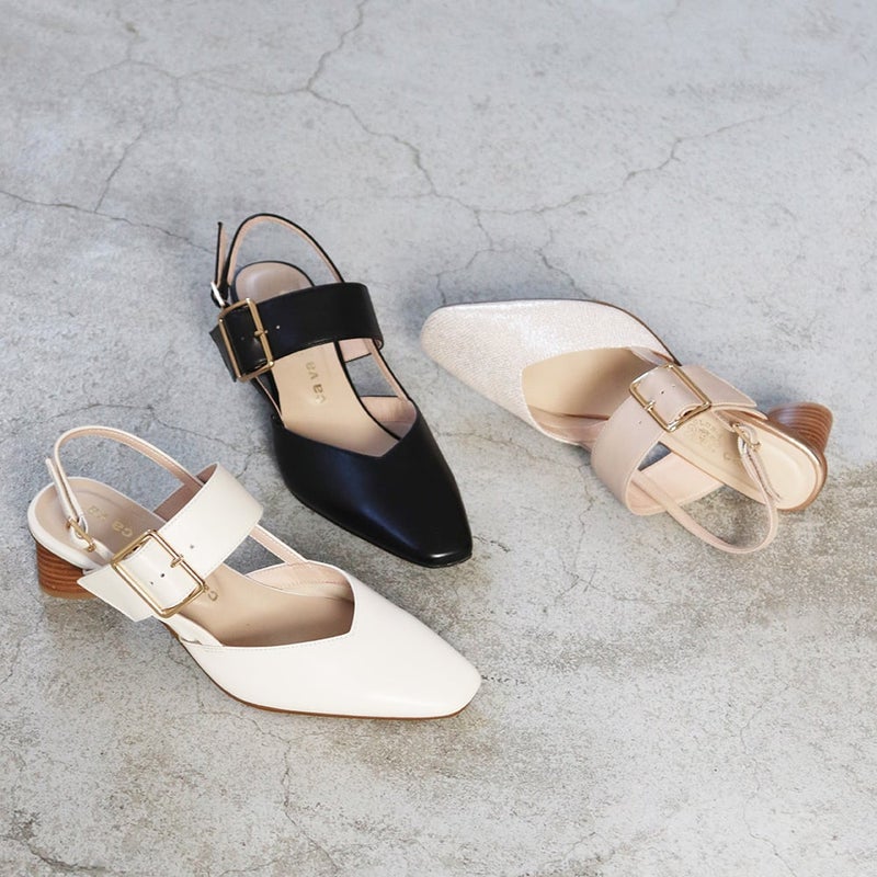 ベルトバックスリングパンプス