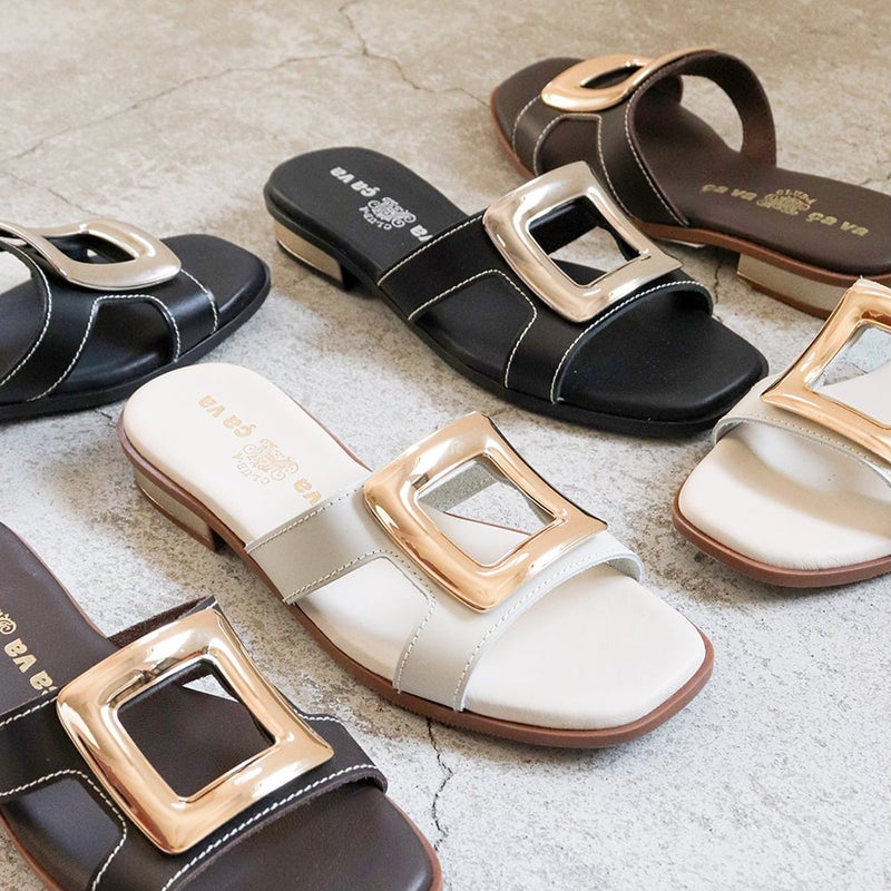 スクエアメタルフラットサンダル